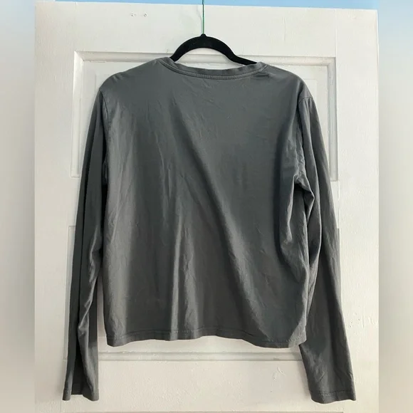 Quince Cotton Classic Gray Women's Long Sleeve Top - Picture 3 of 5
